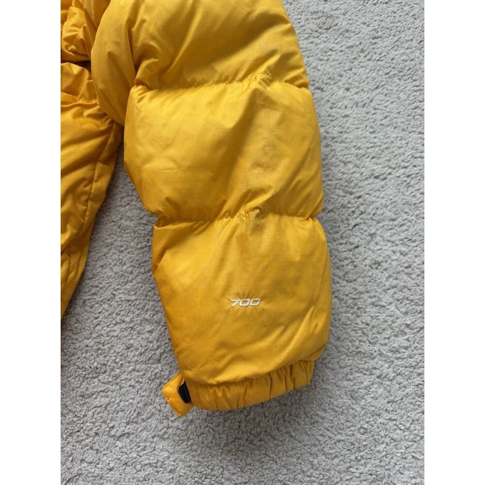 The North Face Nuptse 700 Mens 2XL Jacket Yellow Black Down Puffer Hood XXL